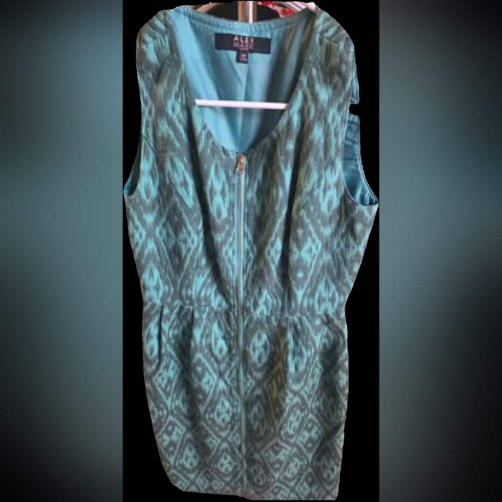 Alex Marie Teal Patterned Mini Dress